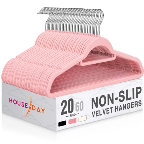 Premium Velvet Hangers 20 Pack, Non-Slip Hangers w... (20 Count | Elegance Pink | Velvet)