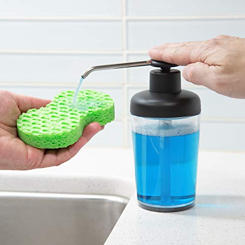 Prepworks Large Soap Pump, Extra-Long Spout, Delivers Mess-Free Soap Dispensing, Gray, 14oz