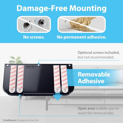 TotalMount Drop-Free Remote Holder – Removable Adhesive Strips – XL Black | Designed in the USA – Simply Put the Remotes In – No Tricky Magnet Alignment Needed (Holds 3 or 4 Remote Controls)