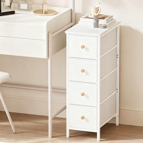 Narrow Storage Cabinet, Small Dresser with 4 Drawe... (White)