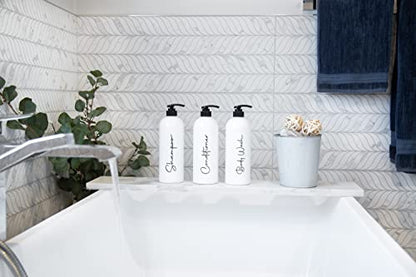 Alora 16oz Refillable Shampoo and Conditioner Dispenser Bottles - Set of 3 - Pump Bottle Dispenser for Shampoo, Conditioner, Body Wash - Empty Plastic Refillable Containers for Shower, Matte White