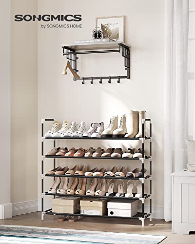 SONGMICS 5-Tier Shoe Rack, Shoe Storage for Hallway Closet, Slim and Space-Saving, Metal Frame, Non-Woven Fabric Shelves, Black ULSH55H