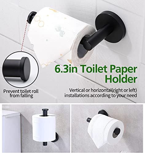 10pcs Matte Black Bathroom Hardware Set | Including 16" Hand Towel Bars, Toilet Paper Holders, Towel Rings, Towel Hooks