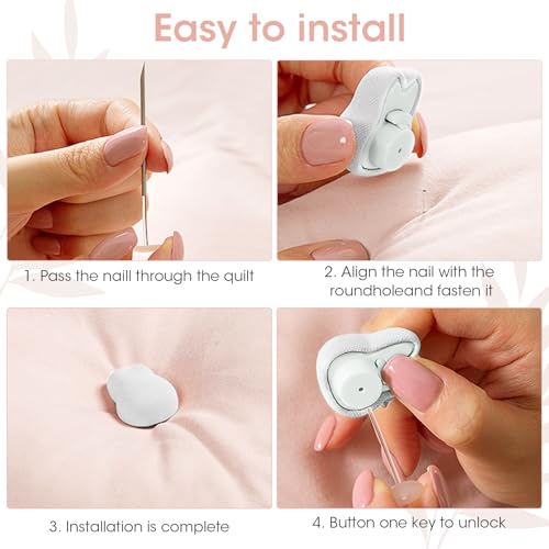 MQUPIN Duvet Clips Set 16 Pcs, Duvet Cover Pins Comforter Inside Duvet Insert Holder, Non-Slip Quilt Fixator Sheet Fasteners for Quilt, Cushions, Curtains(Bunny)
