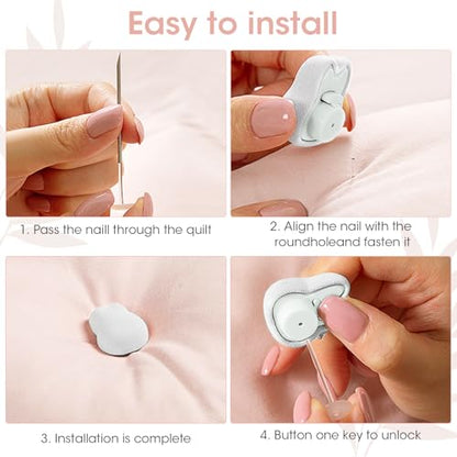 MQUPIN Duvet Clips Set 16 Pcs, Duvet Cover Pins Comforter Inside Duvet Insert Holder, Non-Slip Quilt Fixator Sheet Fasteners for Quilt, Cushions, Curtains(Bunny)