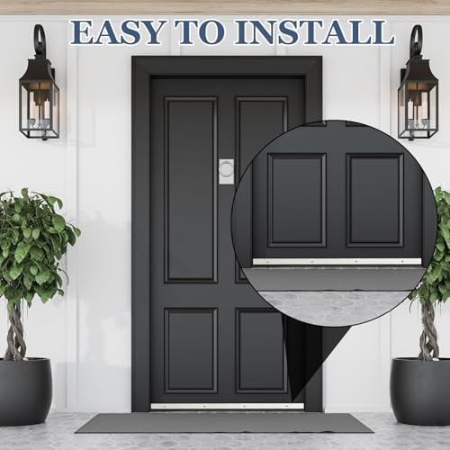 FoldTier 4 Pcs All-Season Door Sweep for Bottom of Door Exterior and Interior, Aluminum Alloy and Rubber, Commercial Weather Stripping Draft Stopper for Threshold Seal (1-3/4 x 36 Inch,Silver)