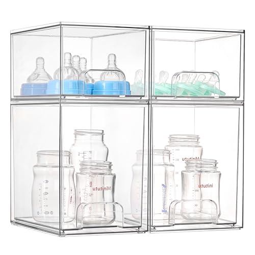 4 Pack Baby Bottle Organizer Set, Stackable Storag... (clear | Plastic)