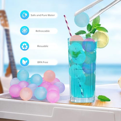 Reusable Ice Cubes for Drinks, Color-Changing Round, 380 Pack | BPA-Free Plastic Cubes, Refreezable, Won't Dilute Flavor, Non-Melting, Storage Bag, Coolers, Camping, Beach, Party Drinks