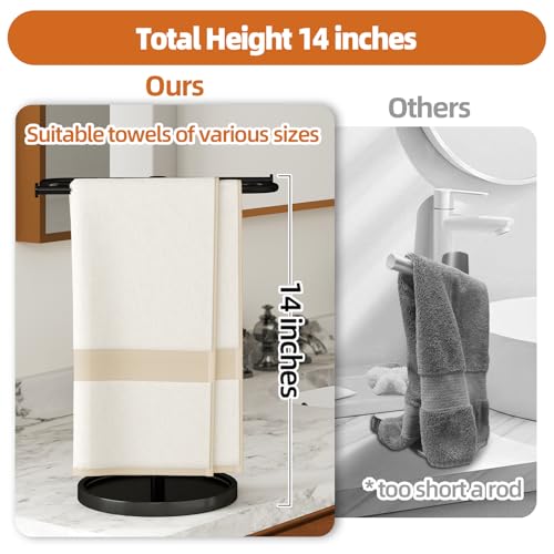 Hand Towel Holder Stand for Bathroom Countertop,S-Shape Bar,Black | Stainless Steel Hand Towel Racks Standing Holds 2 Towels for Kitchen