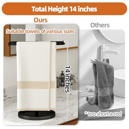 Hand Towel Holder Stand for Bathroom Countertop,S-Shape Bar,Black | Stainless Steel Hand Towel Racks Standing Holds 2 Towels for Kitchen