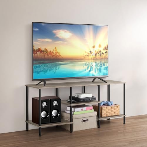 TV Stand for Living Room Modern TV Console with St... (Grey | Engineered Wood)