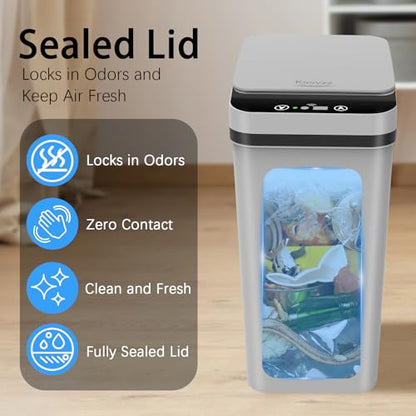 Kssvzz 3 Pack Automatic Small Bathroom Trash Can with Lid (2.5 Gallon) | Touchless Garbage Can, Motion Sensor Smart Trash Bin, Slim Trashcan, Waterproof Plastic Wastebasket for Bedroom Office