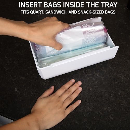Under Cabinet Sandwich Bag Holder & Dispenser | Front-access Pull Dispensing, Plastic Bag Holder, Sandwich Bag Organizer, Baggie Holders and Organizers, Under Shelf Storage