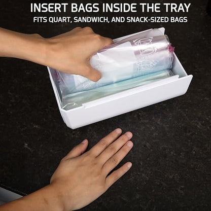 Under Cabinet Sandwich Bag Holder & Dispenser | Front-access Pull Dispensing, Plastic Bag Holder, Sandwich Bag Organizer, Baggie Holders and Organizers, Under Shelf Storage