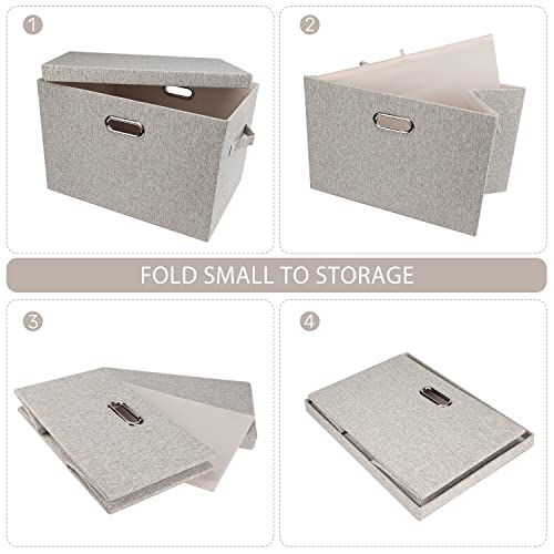 Large Quart Collapsible Stackable Storage Bins wit... (Beige)