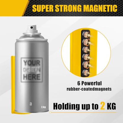 4 Pcs Magnetic Aerosol Spray Can Holder,Powerful Magnet Toolbox Bottle Holder, Spray Can Wall Mount Organizer Paint Can Bottle Rack for Garage,Toolbox, Workspace