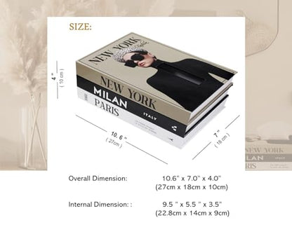 Senea Kay Rectangular Tissue Box Cover - Decorative Faux Book Tissue Box Cover, Rectangule Tissue Holder Dispenser Large Enough to Fit Rectangular Tissue Boxes Chic Modern Decor Gift - Khaki Neutral