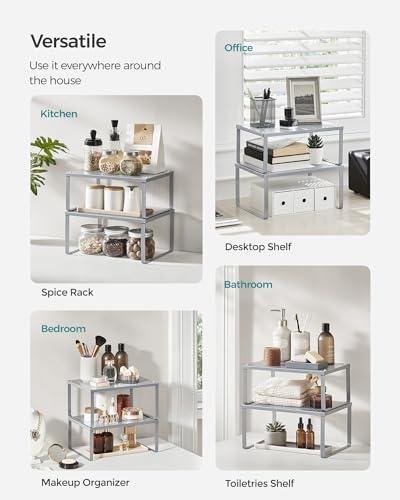 Spice Racks, Set of 2 Metal Cabinet Shelf Organize... (Silver | Metal)