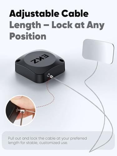 8ft Retractable Remote Control Cable Tether Lock - Anti-Loss Security Lanyard with Adjustable Locking Leash Length Clasp for Game Controllers, Tablets, Home, Office, Showroom – 2 Pack