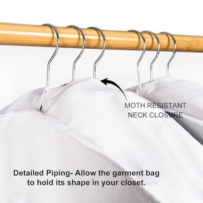 1PC Luxury 48'' Organic Cotton Garment Storage Bag | 4 Cedar Blocks for Fresh Smell| Breathable Garment Bag for Hanging Clothes for Closet Best for Suits, Sweaters, Short Dresses, Gowns