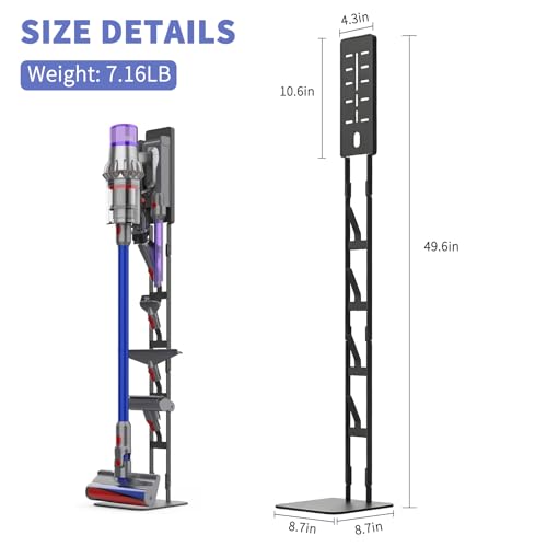 Vacuum Stand, Carbon Steel Holder with Hidden Wire Design, Compatible with Dyson Gen5 V16 V15 V11 V10 V8 V7 V6 DC Series, Fits BLACK+DECKER, Eureka, Bissell & Other Brand Vacuums