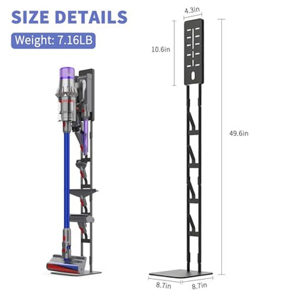 Vacuum Stand, Carbon Steel Holder with Hidden Wire Design, Compatible with Dyson Gen5 V16 V15 V11 V10 V8 V7 V6 DC Series, Fits BLACK+DECKER, Eureka, Bissell & Other Brand Vacuums