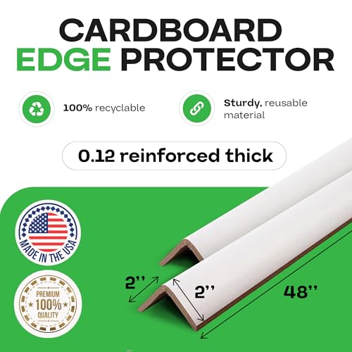 2” x 2” x 48” Cardboard Edge Protector (Pack of 20... (200 Count | White | Cardboard)