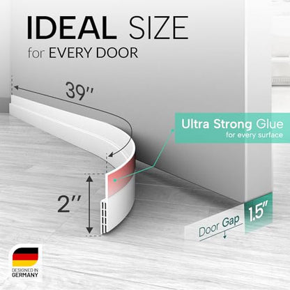 Vellure® Door Draft stoppers for Bottom of Door - New Premium Door Sweep/Door Seal Strip (Save Energy – installs Quickly and Easily) Door Weather Stripping, Ideal for Keeping Out Cold (5x39 White)