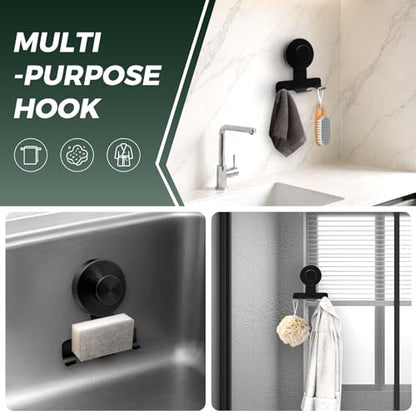 Shower Razor Holder 2 Pack,Heavy-Duty 7KG Suction Cup Razor Holder for Shower,Razor Hooks for Shower,Powerful Vacuum Suction Hooks for Razor,Towel,Loofah,Damage-Free Metal Shower Hooks(Matte Black)