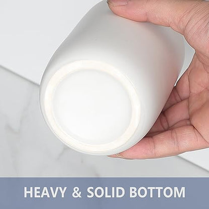 Toothbrush Holders for Bathrooms - 2 Cups Ceramic Toothbrush Toothpaste Holders Set, White Bathroom Tumbler Cups Reusable Toothbrush Mouthwash Cup, Bathroom Counter Organizer