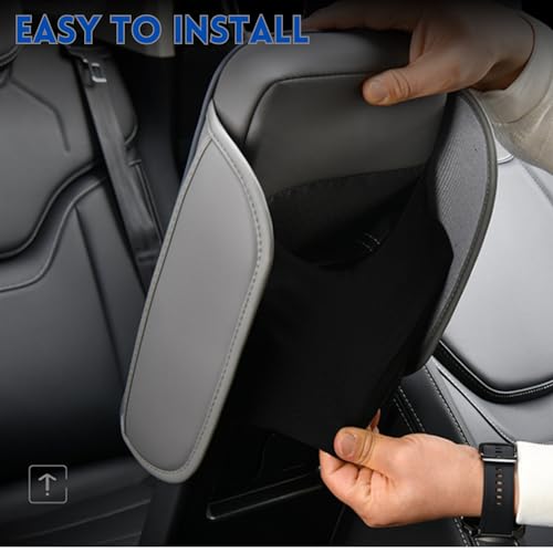 Car Armrest Cushion Pad Auto Center Console Cover with Storage Bag Memory Foam Arm Rest Console Pad Leather Universal Fit for Most Vehicles (Thick Pad, Black)