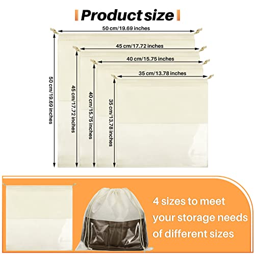 Shappy 12 Pcs Dustproof Drawstring Bags Purse Dust Storage Bags for Handbags Covers Non Woven Fabric Cloth Pouch String Packing Organizer Shoe Pouch(Assorted Sizes,Beige)
