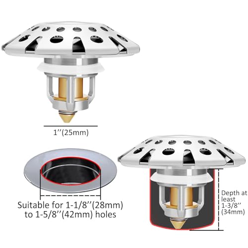 AzWzz Bathroom Sink Stopper,Sink Hair Catcher,Bathroom Sink Drain Strainer Pop Up Drain Cover Plug,Universal for 1.1 to 1.65in Sink Drain Hole
