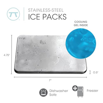 Outset Stainless Steel Ice Packs, Set of 2 Travel Ice Packs, 7” x 4.75” x 0.5”