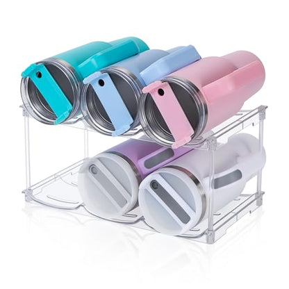 spospo Stackable Water Bottle Organizer for Stanley 40 oz Tumbler | Water Bottle Holder for Cabinet, Pantry Kitchen Organizers and Storage for Stanley Cup Accessories, Tumbler Organizer, 2 Pack