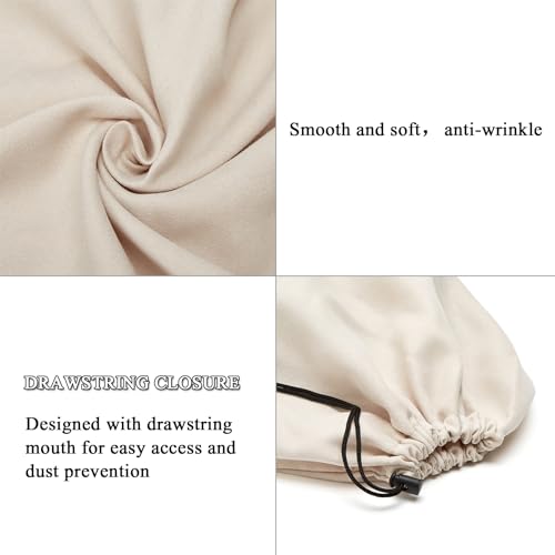 4 Pcs Travel Shoe Bags for Packing with Drawstring,17.7" x 13.8",Beige | Dust Resistant,Machine Washable & Reusable Storage Pouch,Drawstring Closure,Travel Essentials for Women & Men