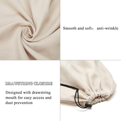 4 Pcs Travel Shoe Bags for Packing with Drawstring,17.7" x 13.8",Beige | Dust Resistant,Machine Washable & Reusable Storage Pouch,Drawstring Closure,Travel Essentials for Women & Men