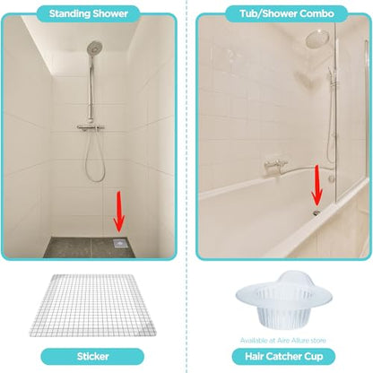 25 Pack Disposable Shower Drain Hair Catcher Mesh Stickers - Peel & Stick Drain Strainers to Prevent Clogs, Strong Waterproof Adhesive, Mess-Free Disposable Drain Covers for Shower, 6 inch, Square