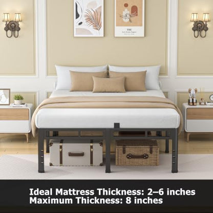 Queen Size Metal Platform Bed Frame, 24 Inch Dual-Layer Heavy Duty Base | 2-in-1 Base, 4000LBS Load Capacity, Noise-Free, Round Corner Legs, 4 Mattress Stoppers, Easy Assembly, No Box Spring need