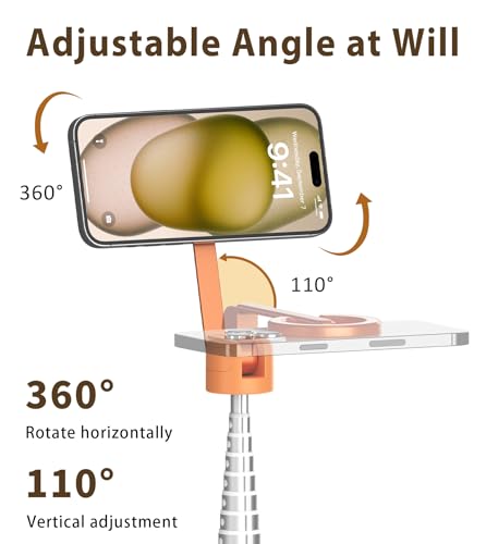 TONEOF Magnetic Selfie Stick Tripod with Aluminum Strong Magnetic Holder for Magsafe, 360° Rotatable Travel Phone Tripod Stand with Metal Ring & Rechargeable Remote for iPhone/Android