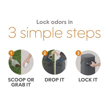 Pet Genie Pail | Dog Waste Disposal System for Outdoor and Indoor Odor Control | Dog Poop Trash can | Includes 1 Square Refill Bag that Lasts up to 2 Months