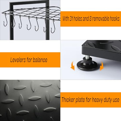 UU-Major Garden Tool Organizer,Yard Tool Rack Heavy Duty,Free Standing for Garage Corner,Garage Organization,Garage Organizers and Storage,Garden Tool Holder for Lawn,Shed,Outdoor,Metal