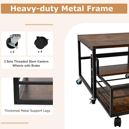 Mini Fridge Stand with Storage Moblie Fridge Table with Drawer Basket for Kitchen Dorm Used for Compact Beverage Refrigerators Upright Freezers