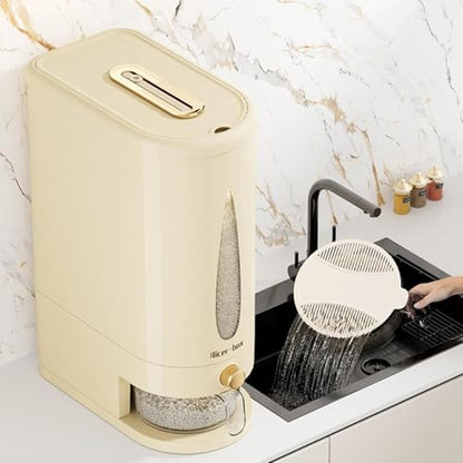 Large Rice Dispenser, 12Lbs Cereal Dispenser Rice Container Food Storage Container with Measuring Cup, Cereal Containers Storage Kitchen Storage Household Rice Pet Food Holder (S-12LBS)