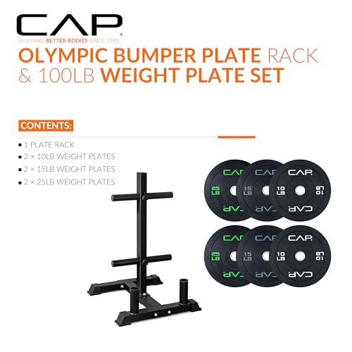 CAP 2-inch Olympic Bumper Plate Weight Set | 100-370 lbs | Multiple Colors | Storage Rack Optional