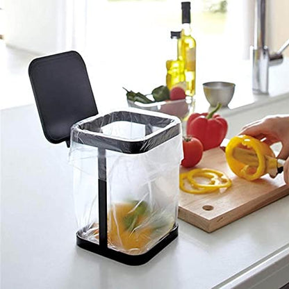 Metal Countertop Trash Can Garbage Bag Holder for Home Kitchen (Black) …