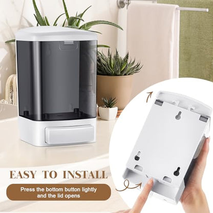 Hushee 2 Pcs Commercial Soap Dispenser Hand Wall Mounted Bathroom 33.8oz/1000ml Manual Soap Dispenser Liquid Containers with Pump Black Shower Plastic Wash Wall Container Shampoo Gel for Kitchen Hotel