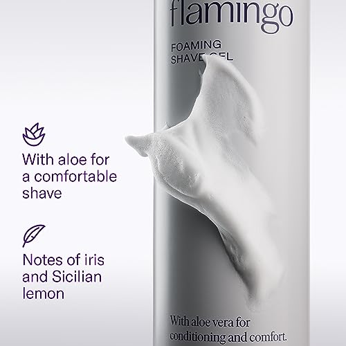 Flamingo Shaving Razor Set for Women - Original Razor Handle, 2 Blade Refills, Foaming Shaving Gel, and Shower Holder - Lilac