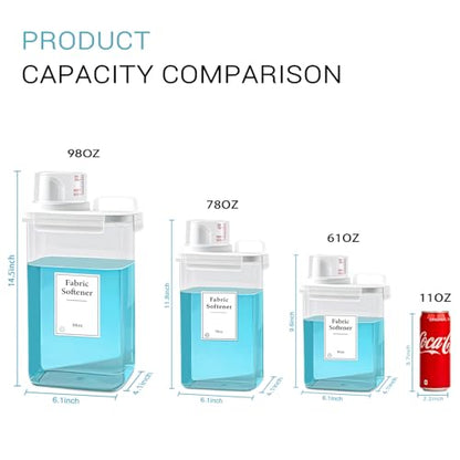 2 Pack Laundry Detergent Dispenser, 61oz Detergent Dispenser, Refluxable Laundry Detergent Container, Plastic Liquid Laundry Detergent Dispenser for Laundry Room Organization with 6 Labels