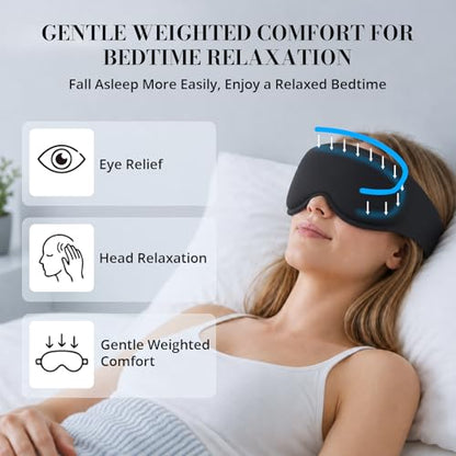 Weighted Sleep Mask for Sleeping, 3D Deep Eye Cups Ultimate Blackout Eye Mask, Lash Extensions & Hair Friendly, Pressure-Relieving Fit for Shift Work/Daytime Sleep/Travel, Black